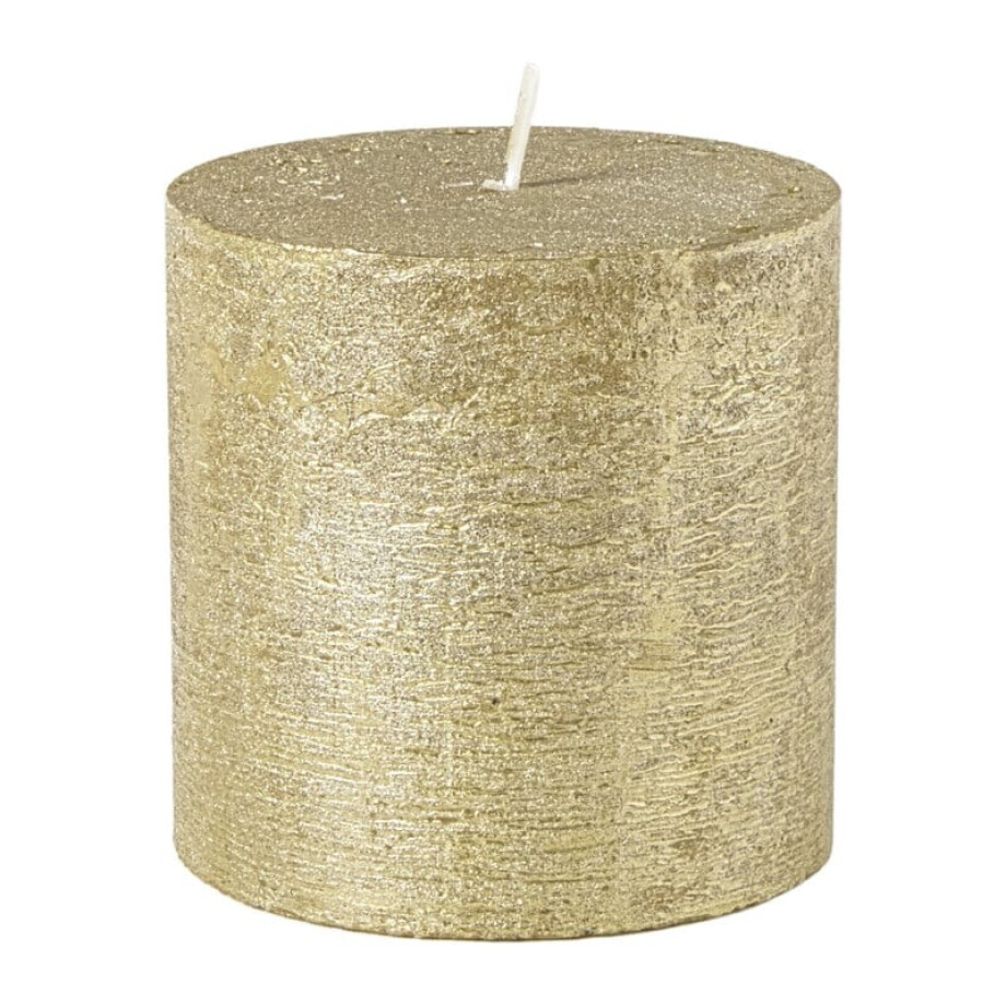 Kaars rustiek - goud - ø10x10 cm afbeelding 