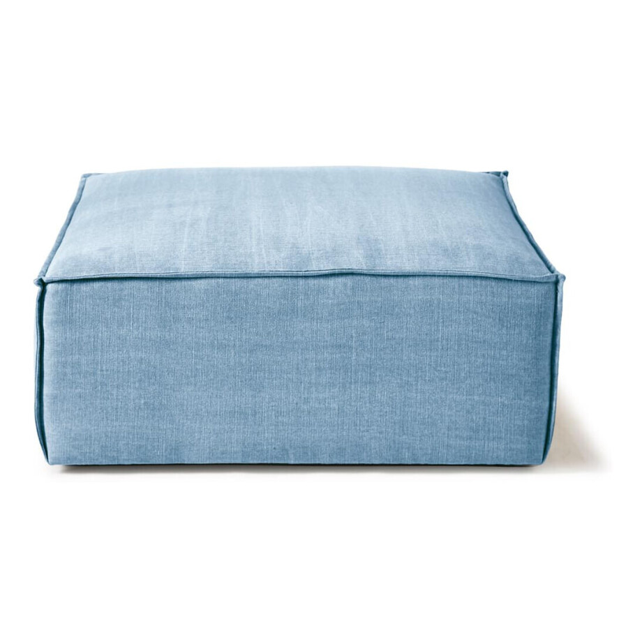 Rivièra Maison Hocker 'The Jagger' Cotton, kleur Ice Blue Rivièra Maison Hocker 'The Jagger' Cotton, kleur Ice Blue afbeelding 1