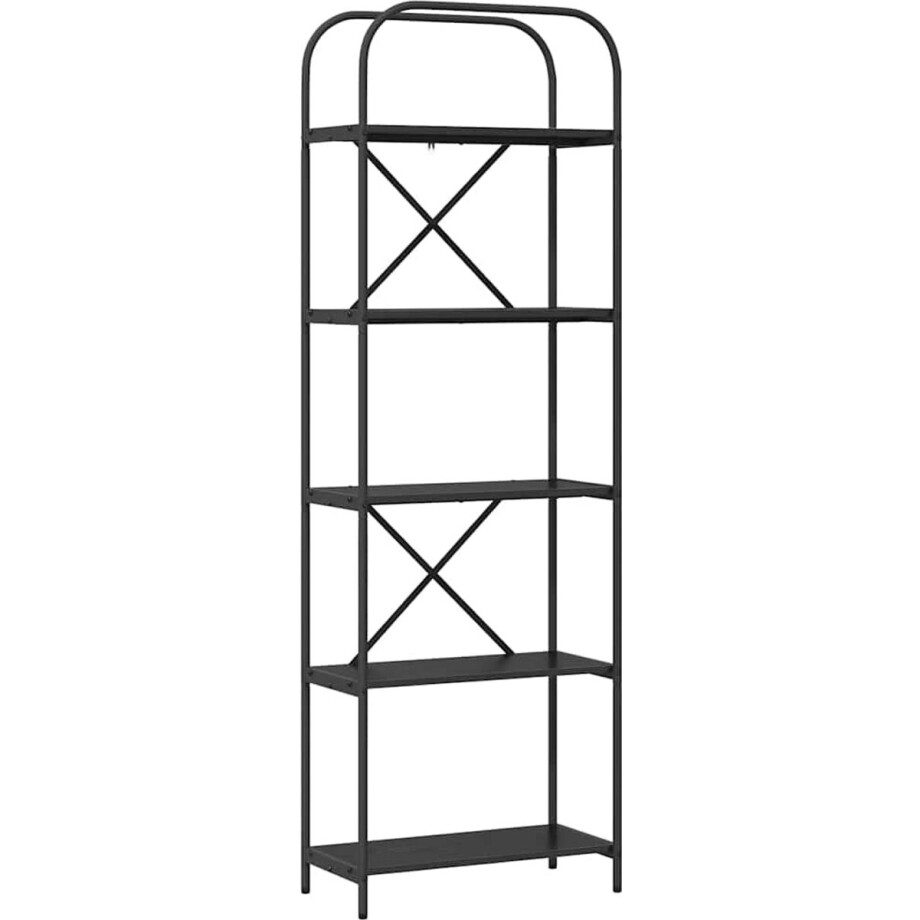 vidaXL - Boekenplank - 5-laags - 60 - x - 30 - x - 183 - cm - Bewerkt - hout - Zwart - Eiken vidaXL - Boekenplank - 5-laags - 60 - x - 30 - x - 183 - cm - Bewerkt - hout - Zwart - Eiken afbeelding 1