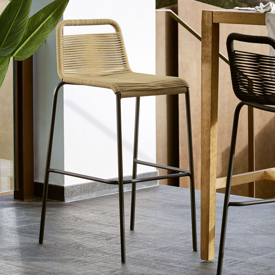 Kave Home Outdoor Barkruk 'Lambton' kleur Beige (zithoogte 74cm) Kave Home Outdoor Barkruk 'Lambton' kleur Beige (zithoogte 74cm) afbeelding 1