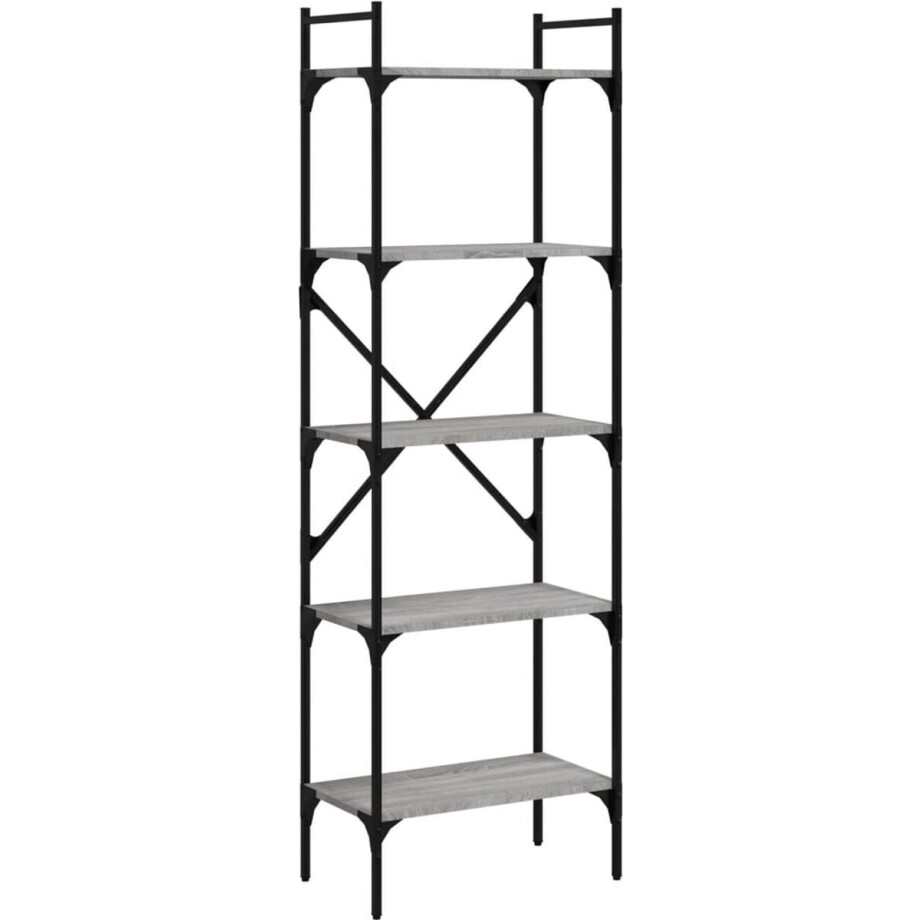 vidaXL - Boekenkast - 5-laags - 56x31,5x174 - cm - bewerkt - hout - grijs - sonoma vidaXL - Boekenkast - 5-laags - 56x31,5x174 - cm - bewerkt - hout - grijs - sonoma afbeelding 1