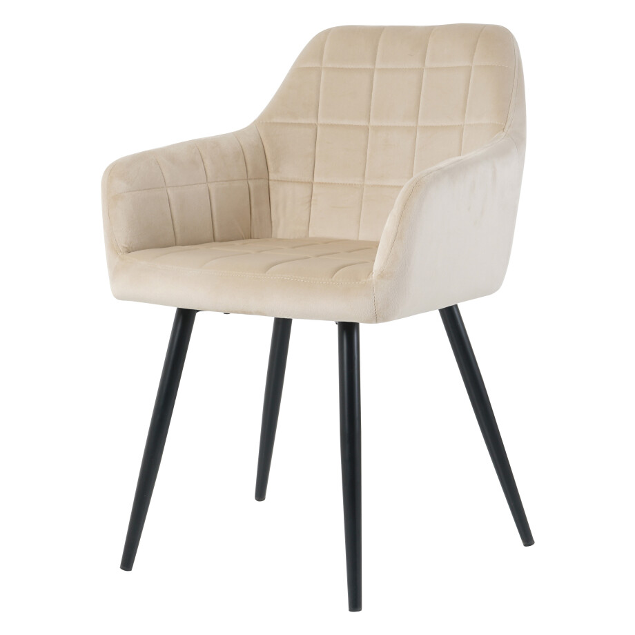 Artistiq Eetkamerstoel 'Tora' Velvet, kleur Beige Artistiq Eetkamerstoel 'Tora' Velvet, kleur Beige afbeelding 1