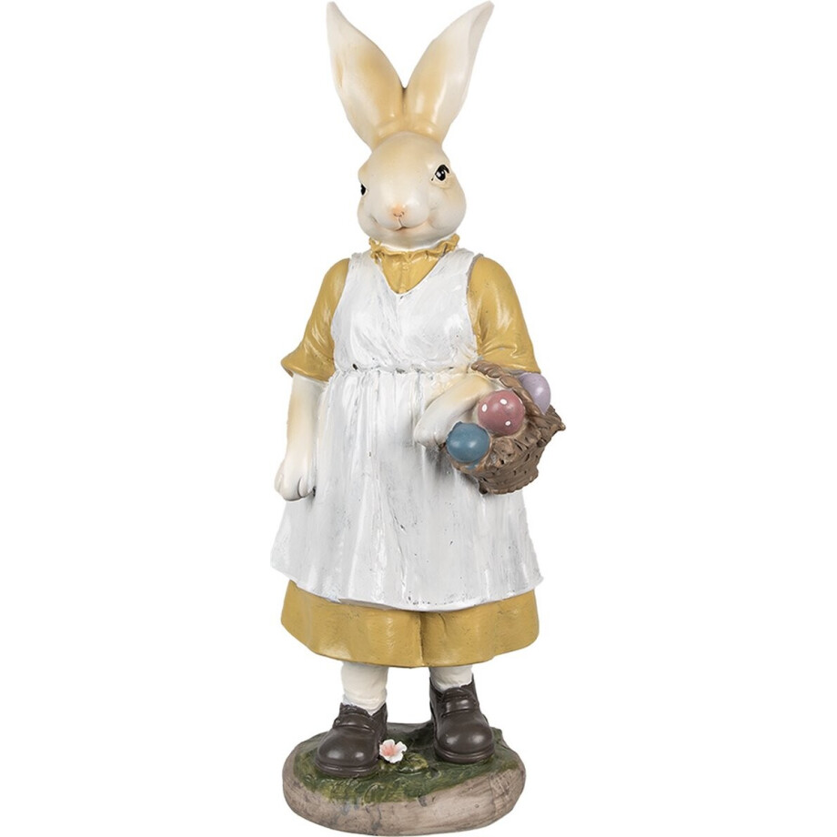 Clayre & Eef Beeld Konijn 38 cm Beige Geel Polyresin afbeelding 1