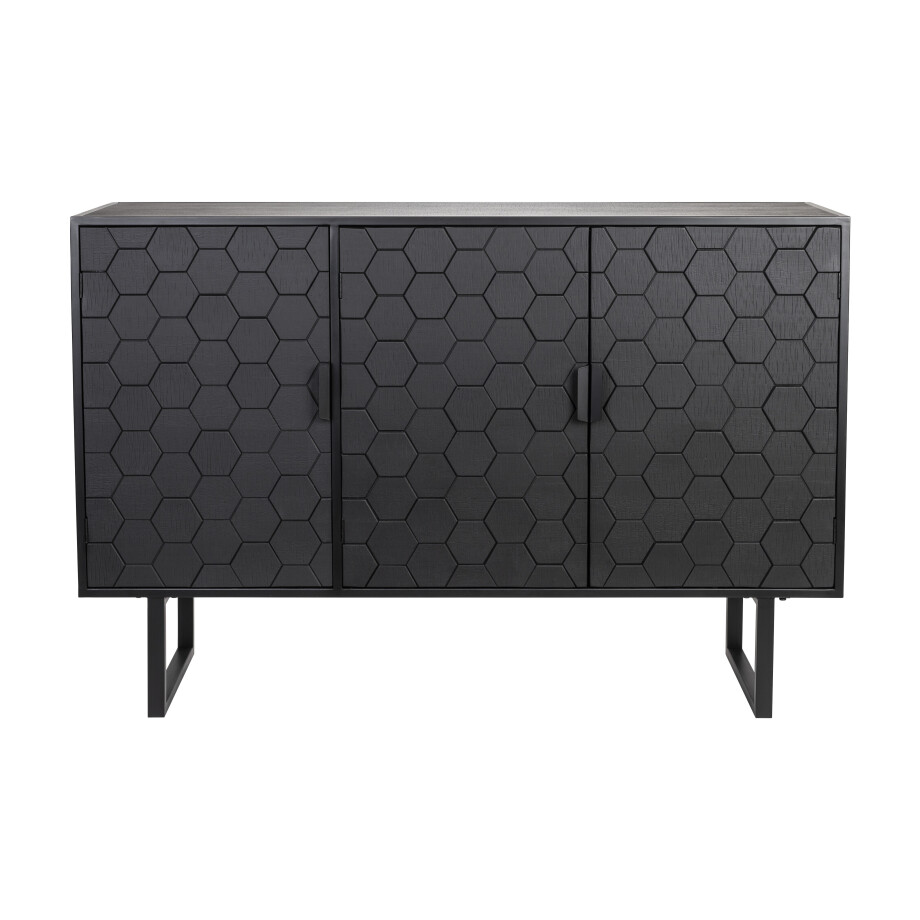 ZILT Dressoir 'Derrius' Dennenhout, 135cm, kleu zwart afbeelding 