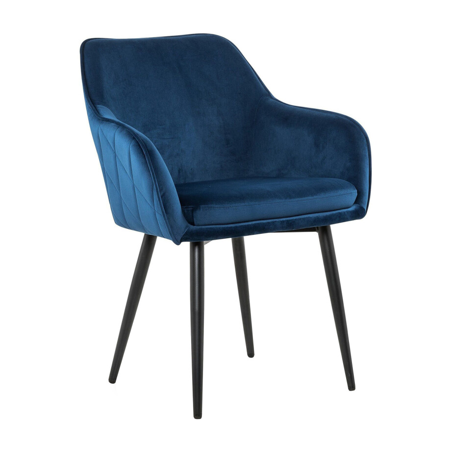 Artistiq Eetkamerstoel 'Juna' Velvet, kleur Blauw Artistiq Eetkamerstoel 'Juna' Velvet, kleur Blauw afbeelding 1