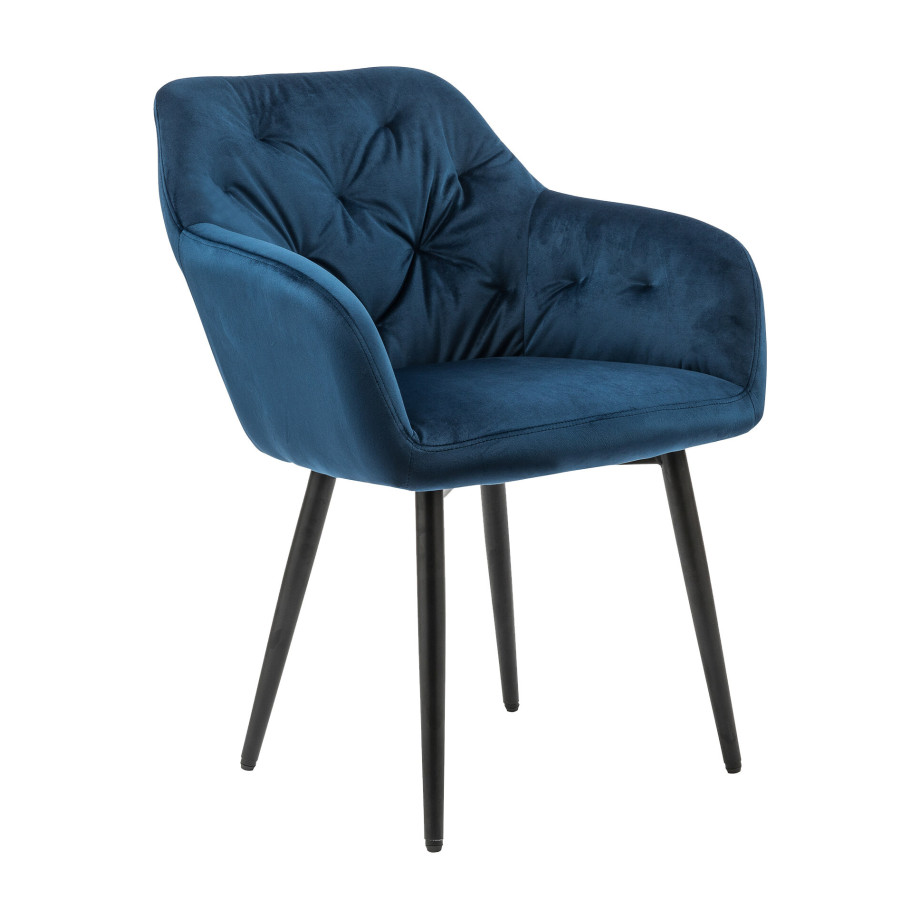 Artistiq Eetkamerstoel 'Laila' Velvet, kleur Blauw afbeelding 1