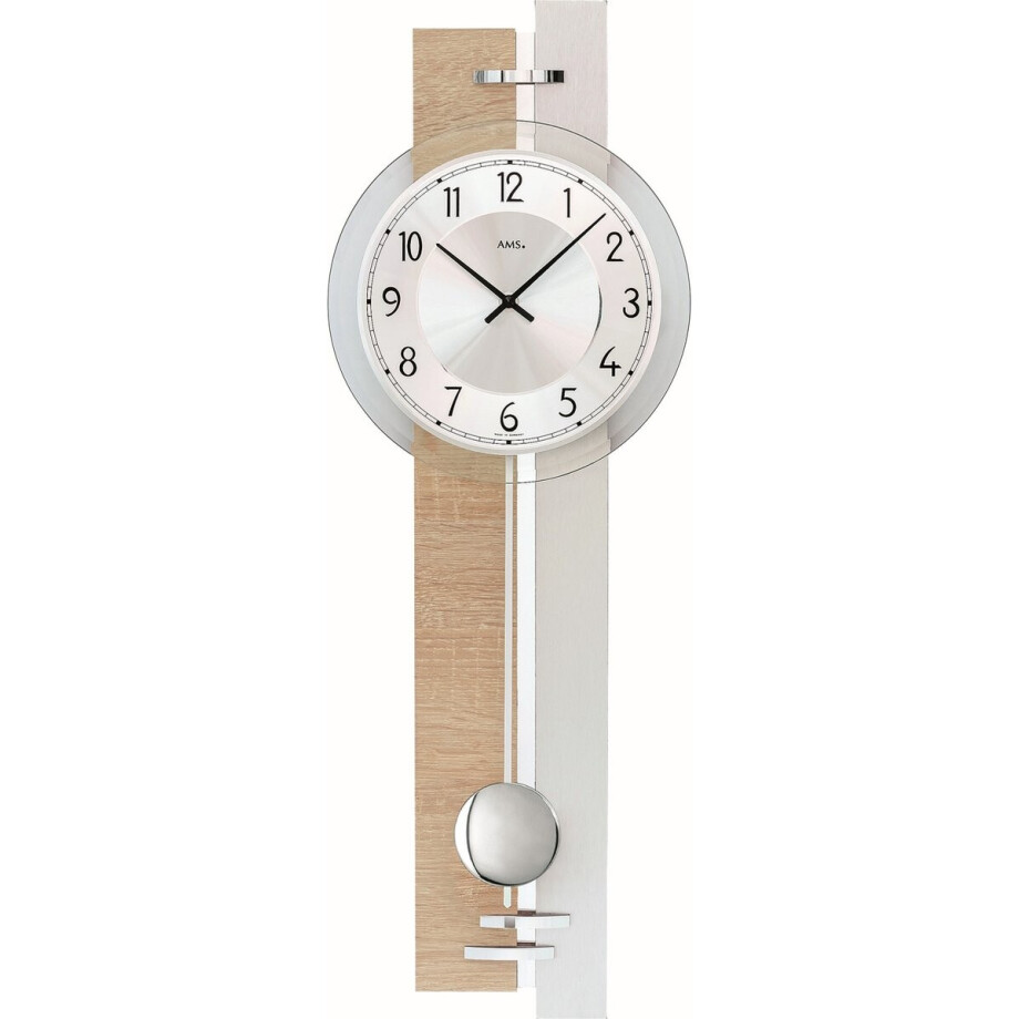 AMS Wandklok met slinger Sonoma-Aluminium 7441 AMS Wandklok met slinger Sonoma-Aluminium 7441 afbeelding 1