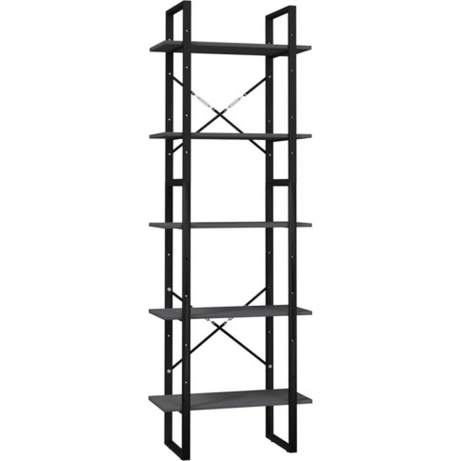 vidaXL - Boekenkast - met - 5 - schappen - 60x30x175 - cm - massief - grenenhout - grijs vidaXL - Boekenkast - met - 5 - schappen - 60x30x175 - cm - massief - grenenhout - grijs afbeelding 1
