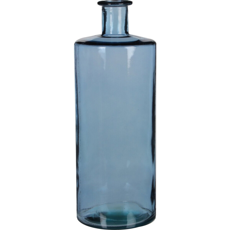 Mica Decorations Guan Fles Vaas - H40 x Ø15 cm - Gerecycled Glas - Blauw afbeelding 1