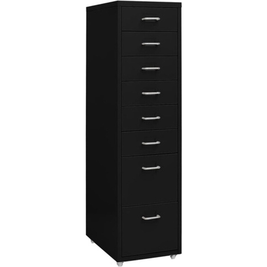 vidaXL - Ladeblok - verrijdbaar - 28x41x109 - cm - metaal - zwart vidaXL - Ladeblok - verrijdbaar - 28x41x109 - cm - metaal - zwart afbeelding 1