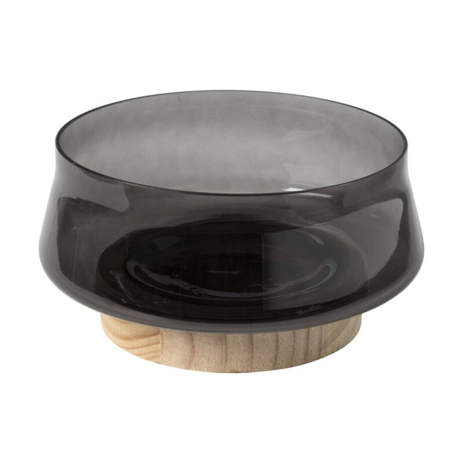 Glazen schaal - grijs - ø22x10.5 cm afbeelding 