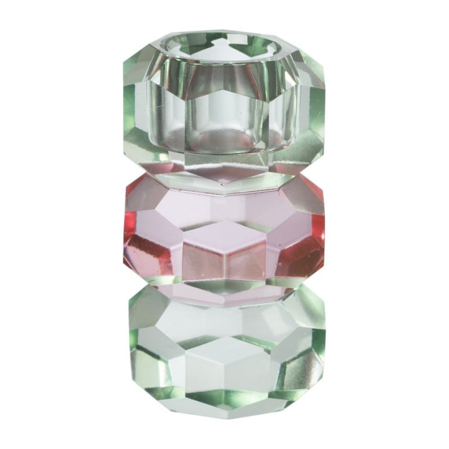 Dinerkaarshouder kristal 3-laags - groen/roze - 4x4x7 cm afbeelding 1