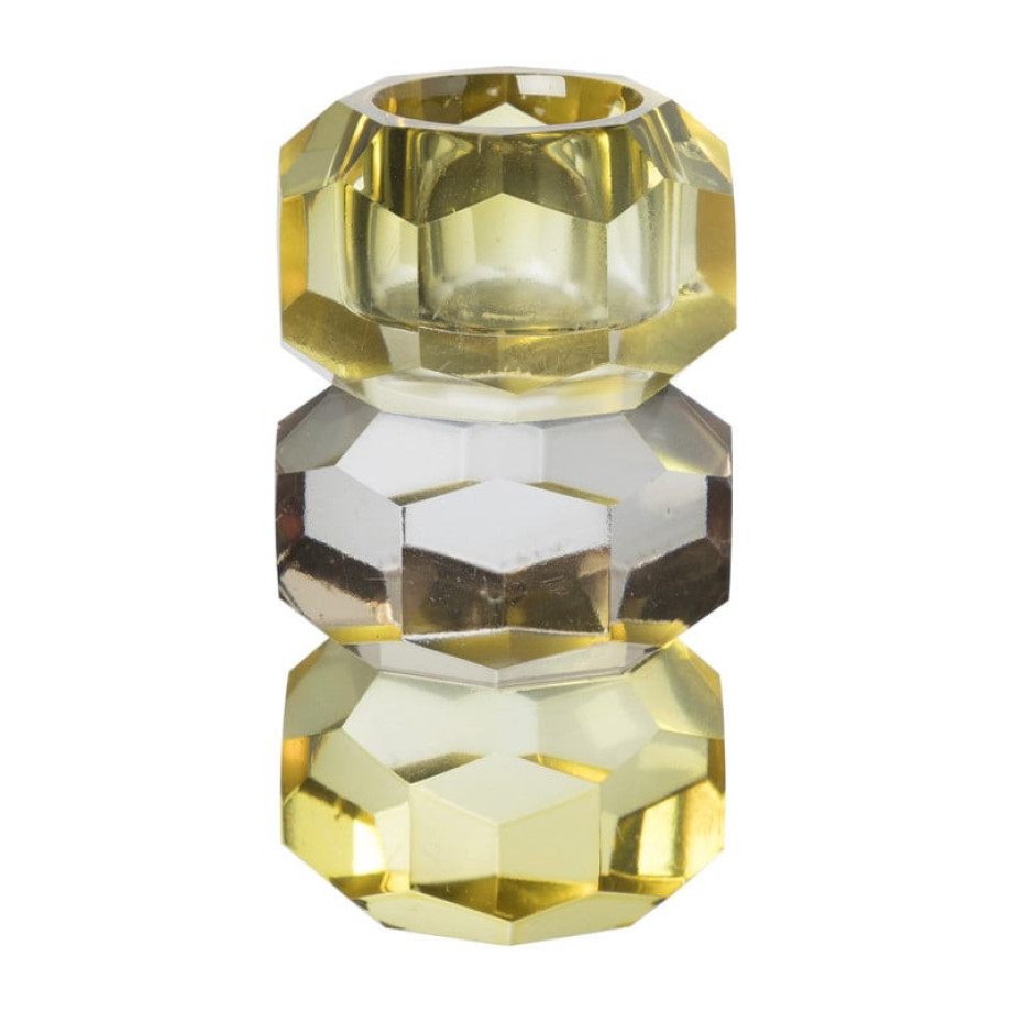 Dinerkaarshouder kristal 3-laags - geel/helder - 4x4x7 cm afbeelding 1