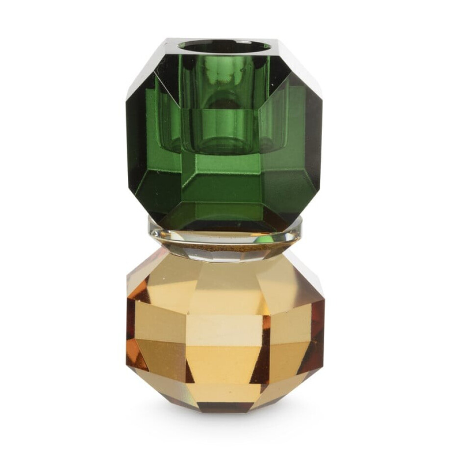 Kandelaar kristal - groen/oranje - ø5.5x9 cm afbeelding 1