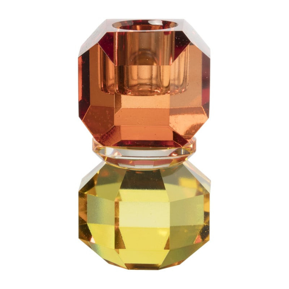 Dinerkaarshouder kristal - rood/geel - ø5.5x9 cm afbeelding 1