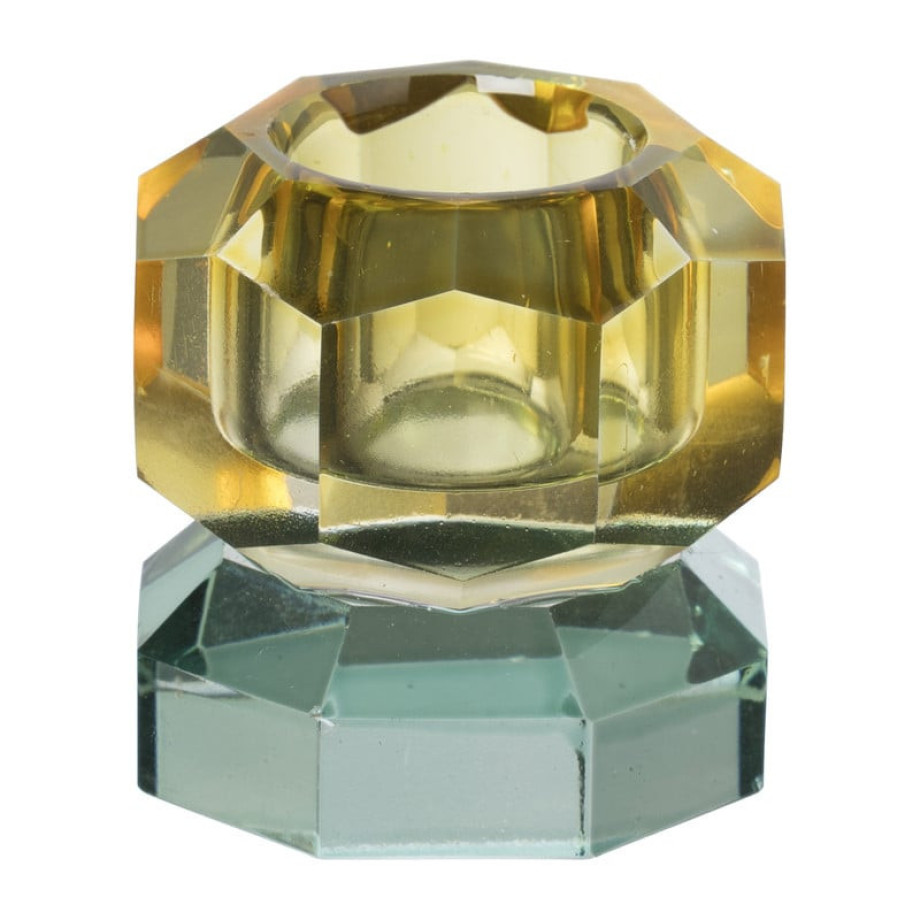 Dinerkaarshouder kristal 2-laags - oker/groen - 4x4x4 cm afbeelding 1
