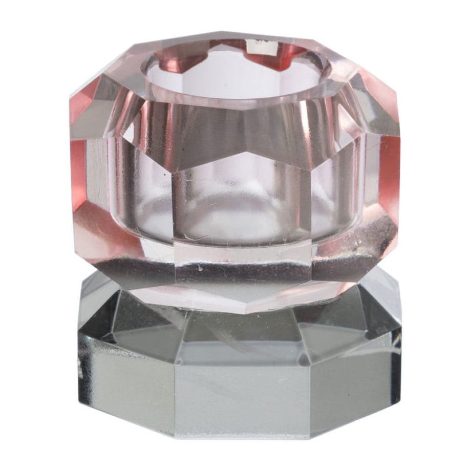 Dinerkaarshouder kristal 2-laags - roze/grijs - 4x4x4 cm afbeelding 1