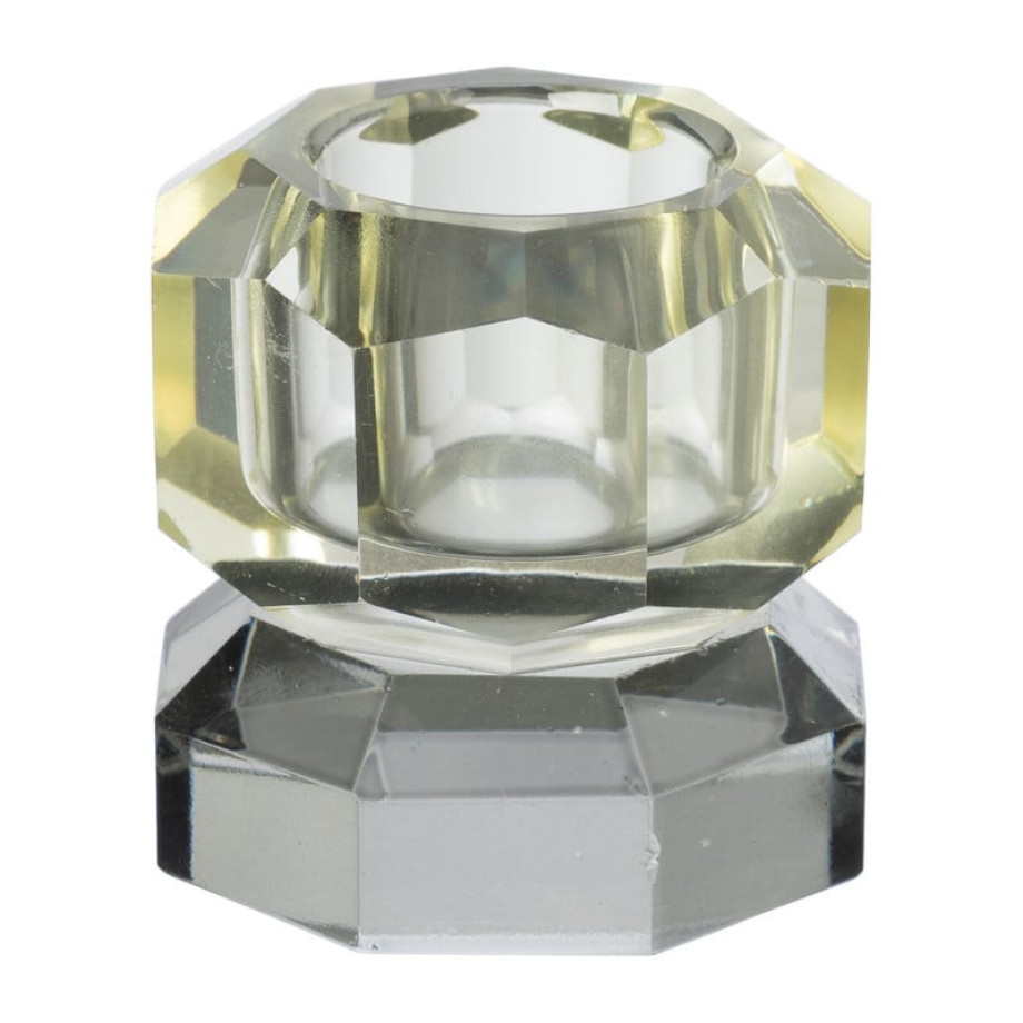 Dinerkaarshouder kristal 2-laags - geel/grijs - 4x4x4 cm afbeelding 1