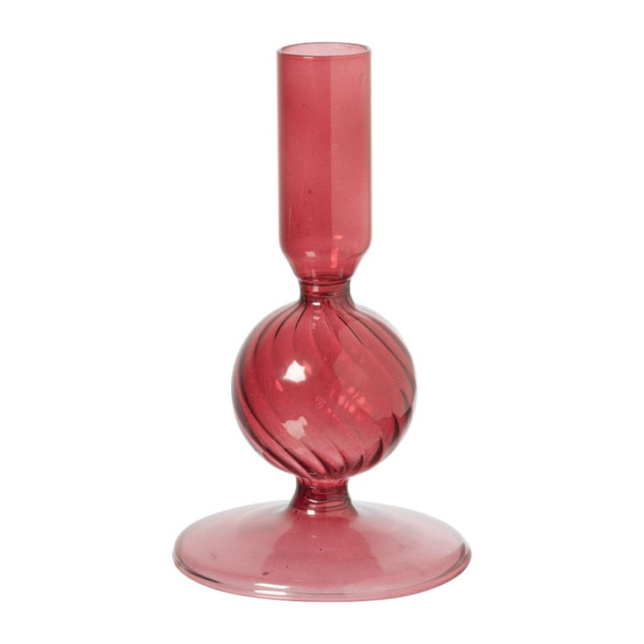Kandelaar glas bol - rood - ø8x13.5 cm afbeelding 1