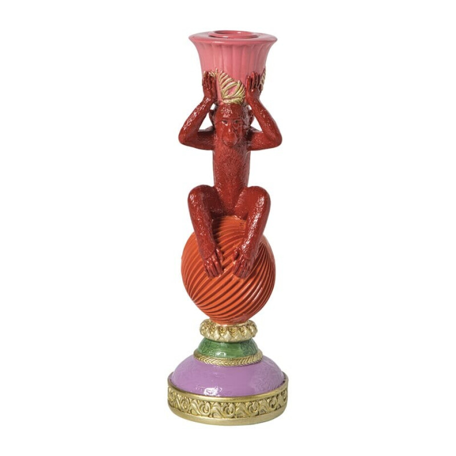 Kandelaar aap - multikleur - ø8x22.5 cm afbeelding 