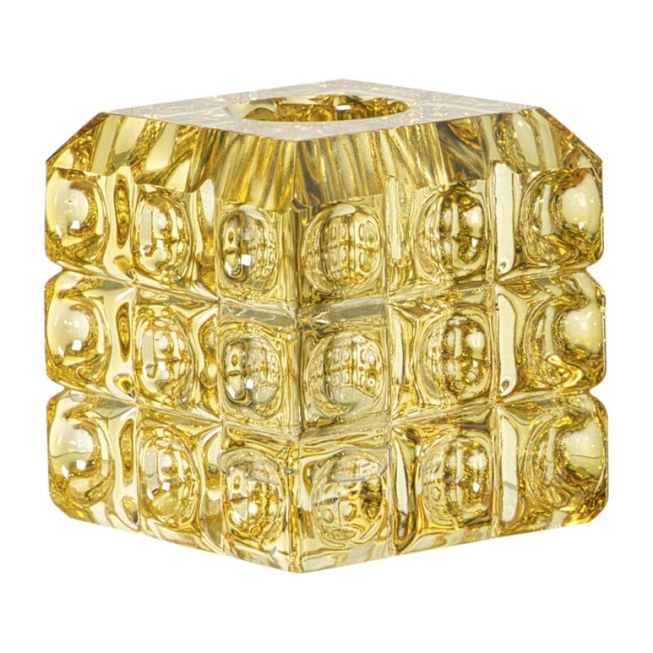 Kandelaar vierkant - geel - 5.5x5.5x5.5 cm afbeelding 