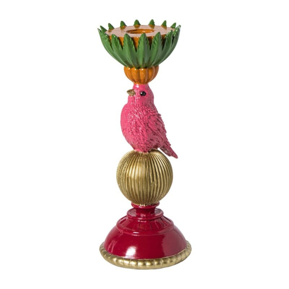 Kandelaar vogel - multikleur - ø10x25 cm afbeelding 