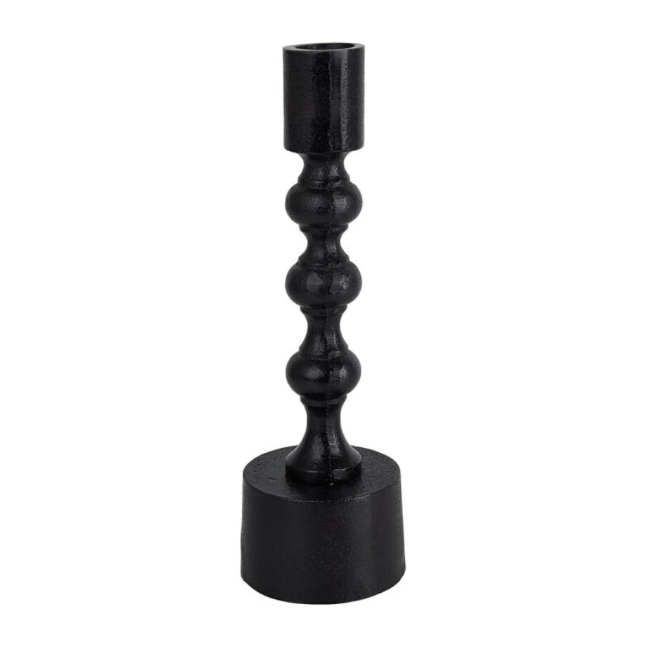 Kandelaar met bollen - zwart - 20 cm afbeelding 