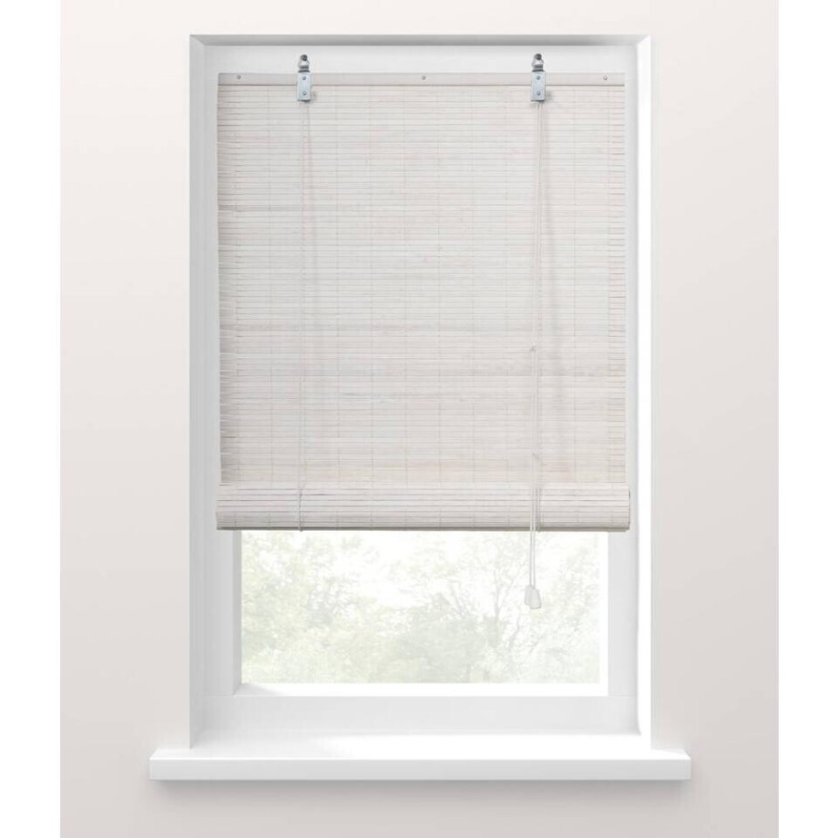 Leen Bakker - Fenstr Rolgordijn - 75x180cm - Bamboe - Wit afbeelding 1