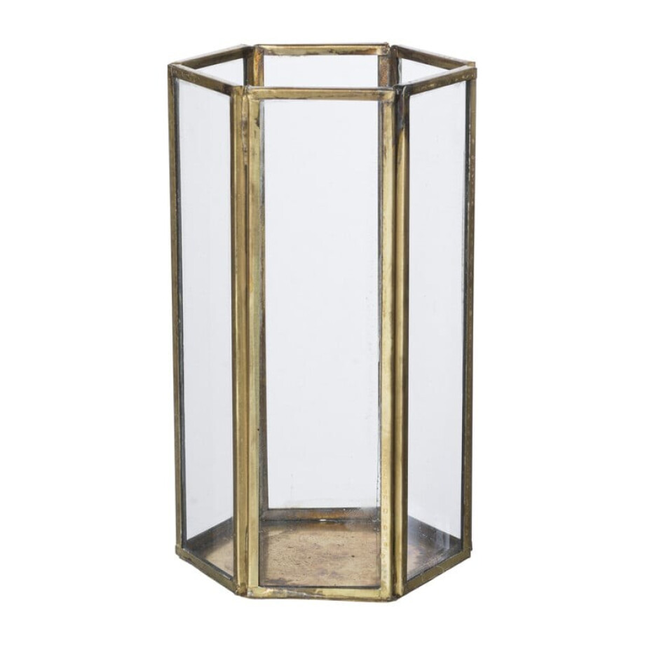 Glazen waxinelichthouder - goudkleurig - 15 cm afbeelding 