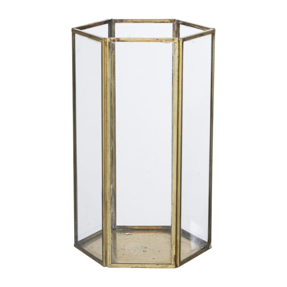 Glazen waxinelichthouder - goudkleurig - 20 cm afbeelding 