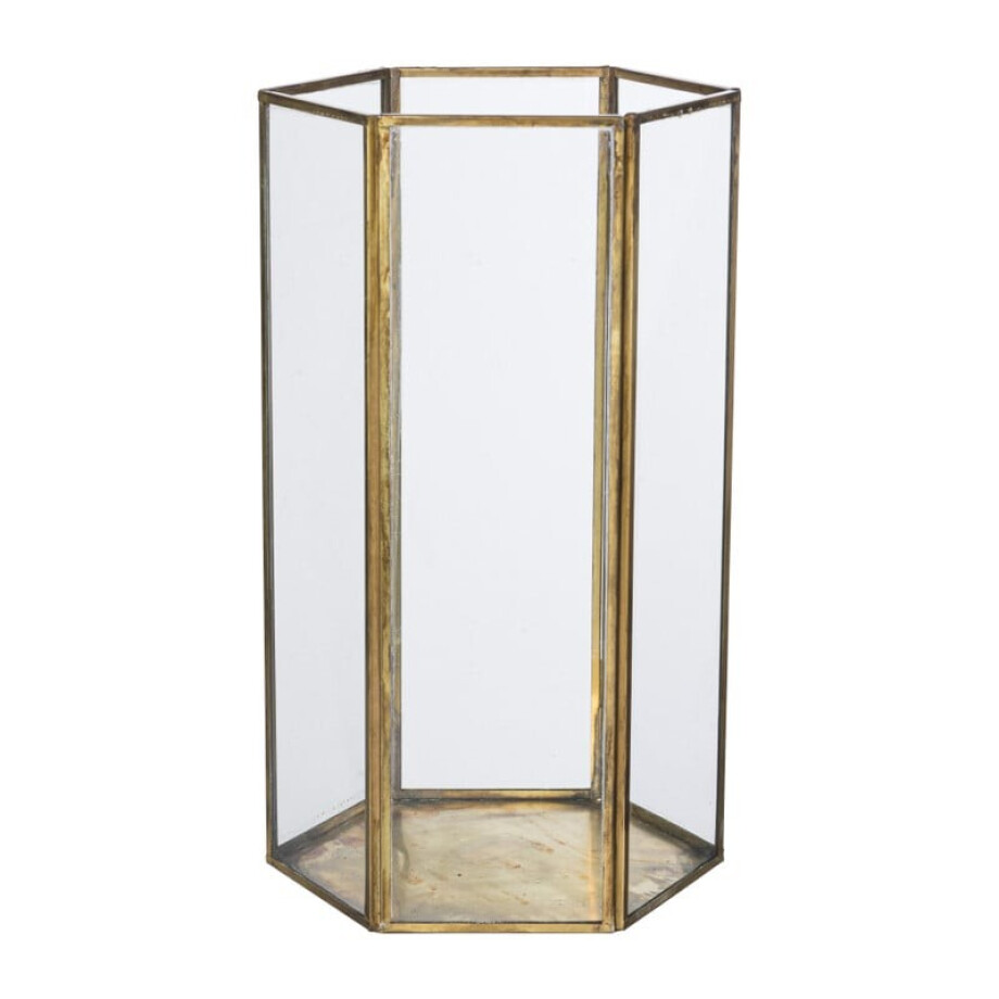 Glazen waxinelichthouder - goudkleurig - 26 cm afbeelding 