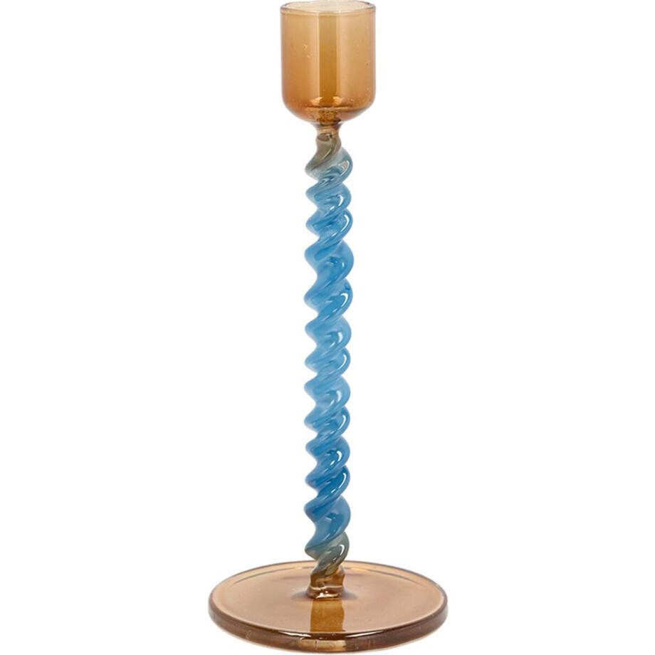 Villa Collection Vivid Glazen kaarshouder Dia 7,4 x 16,3 cm Blauw/Amber afbeelding 1