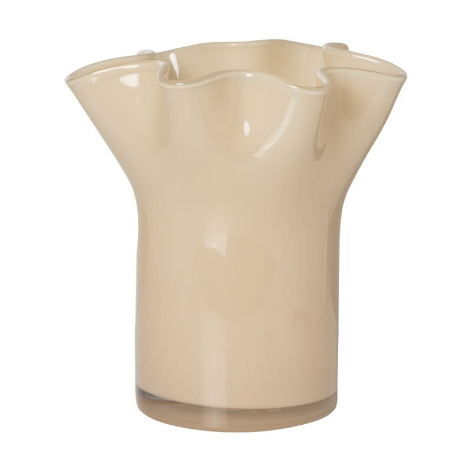 Vaas golf - beige - 22.5x20x19 cm afbeelding 