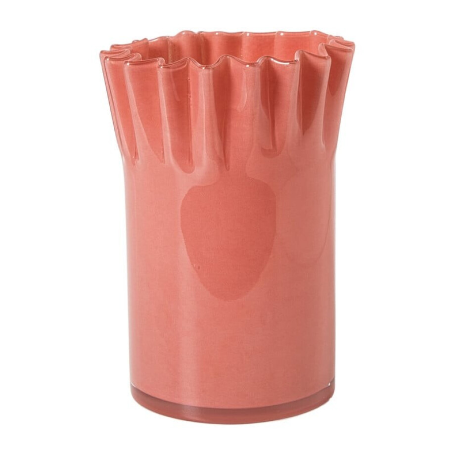 Vaas geribbeld - rood - ø15x19.5 cm Vaas geribbeld - rood - ø15x19.5 cm afbeelding