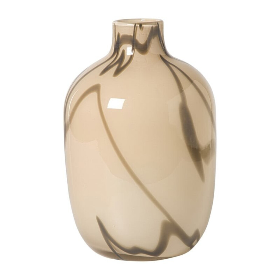 Vaas met lijnen - beige/bruin - ø16.5x26 cm afbeelding 