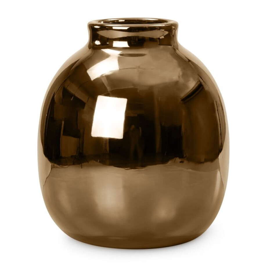 Vaas metallic - bronskleurig - ø11.5x13.5 cm Vaas metallic - bronskleurig - ø11.5x13.5 cm afbeelding