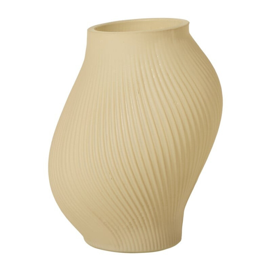 Vaas ribbel klein - beige - ø12x15 cm afbeelding 