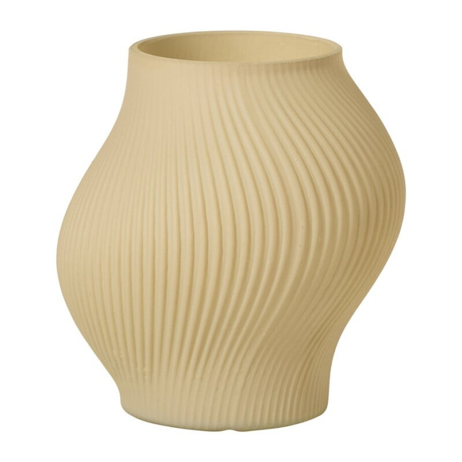 Vaas ribbel groot - beige - ø18x19 cm afbeelding 