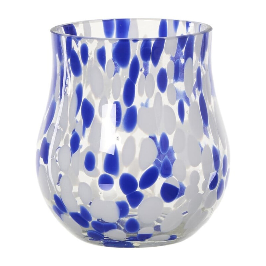 Vaas gevlekt - blauw/wit - ø14x15 cm Vaas gevlekt - blauw/wit - ø14x15 cm afbeelding