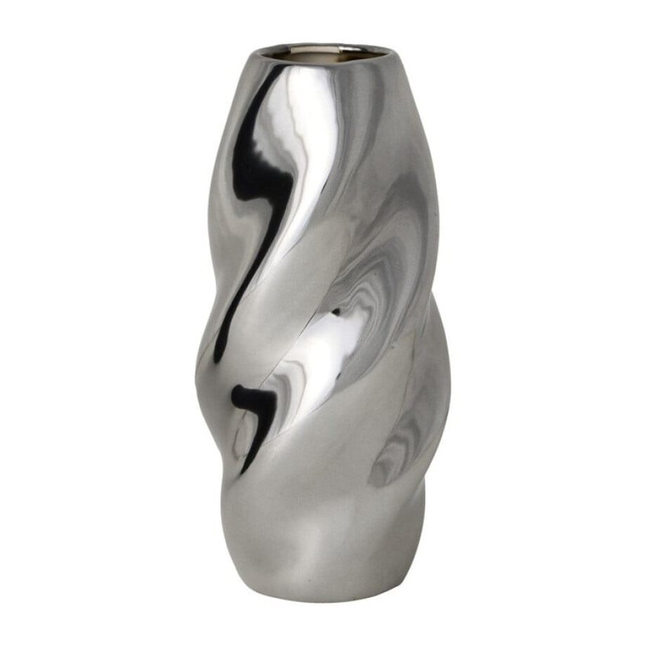 Vaas wave rond - zilverkleurig - ø10x21 cm afbeelding 