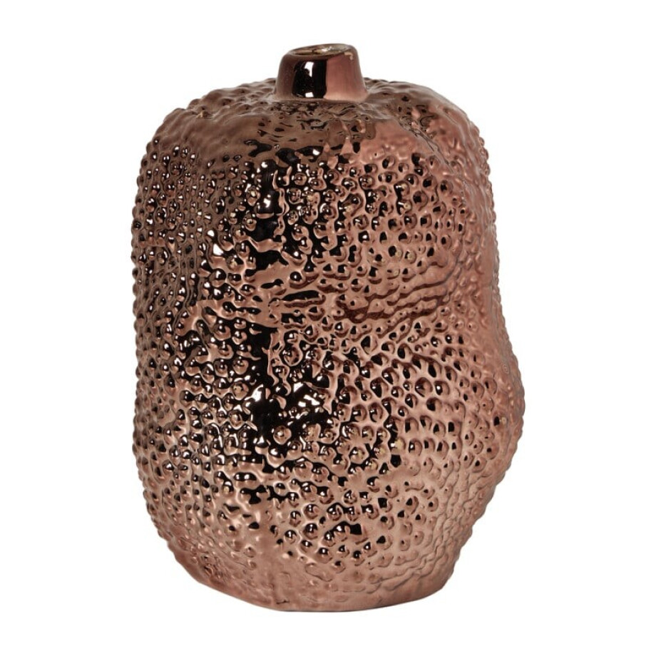 Vaasje lang - koperkleurig - ø11x15.5 cm afbeelding 