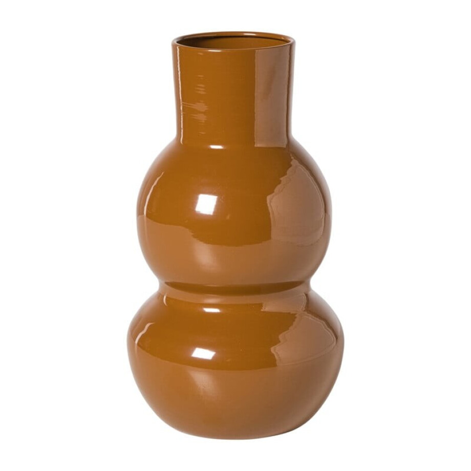 Vaas twee bollen - bruin - ø12.5x21 cm afbeelding 