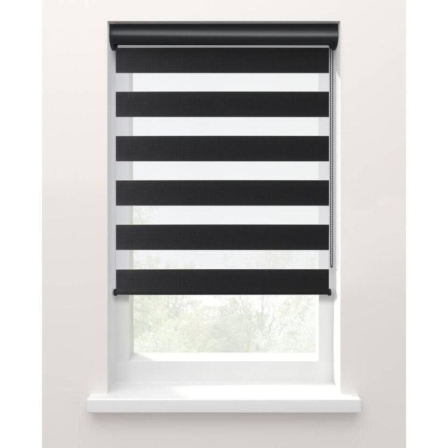 Leen Bakker - Duo Rolgordijn Larisa Lichtdoorlatend - (15049) - Polyester - Zwart - 120x10x10 Cm Leen Bakker - Duo Rolgordijn Larisa Lichtdoorlatend - (15049) - Polyester - Zwart - 120x10x10 Cm afbeelding 1