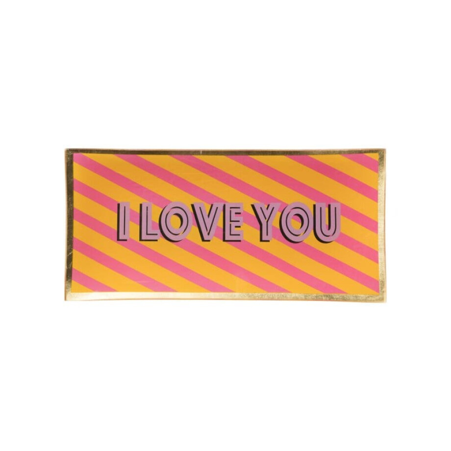 Deco schaaltje I love you - oranje/roze/paars - 1x21.5x10.2 cm afbeelding 1