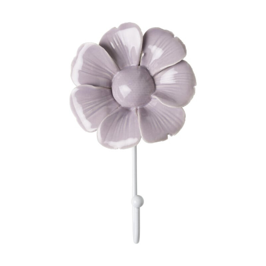 Wandhaak bloem - paars - 12x7.5x3.3 cm afbeelding 