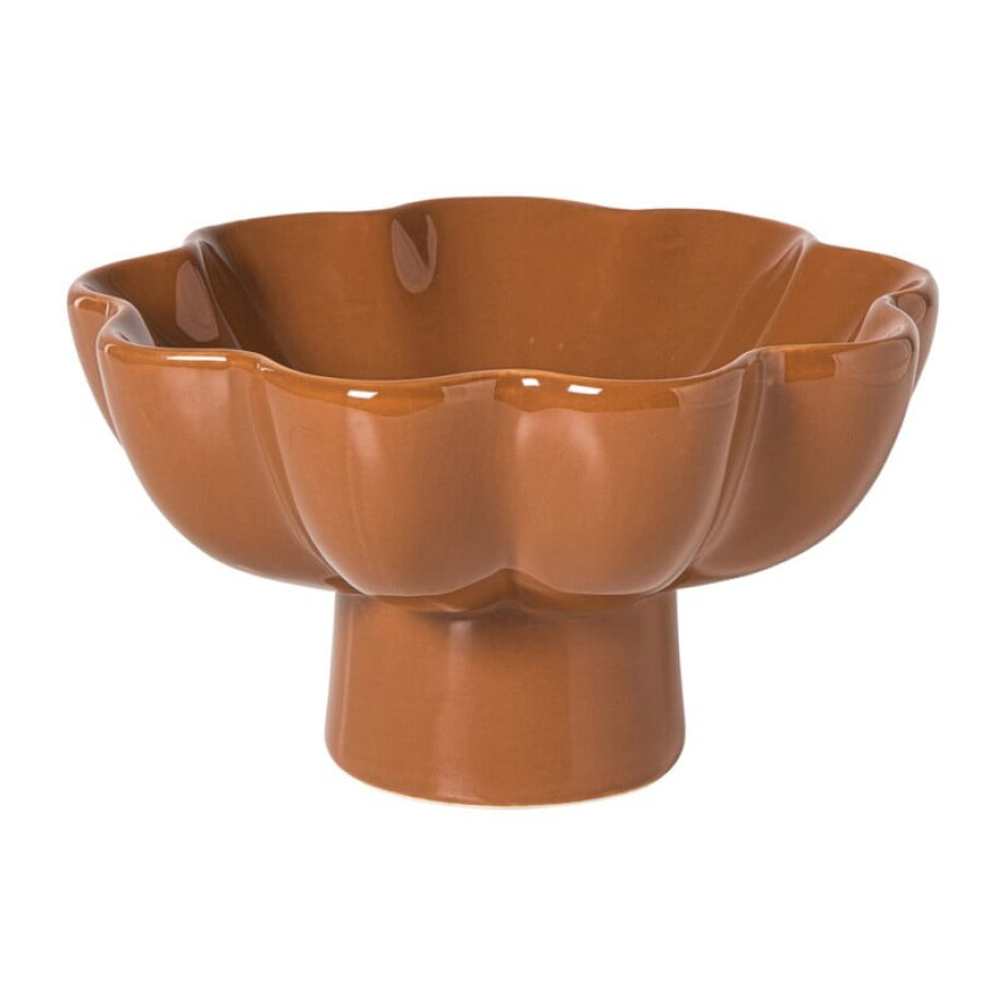 Decoratie schaal op voet bloem - bruin - ø20x11.5 cm Decoratie schaal op voet bloem - bruin - ø20x11.5 cm afbeelding