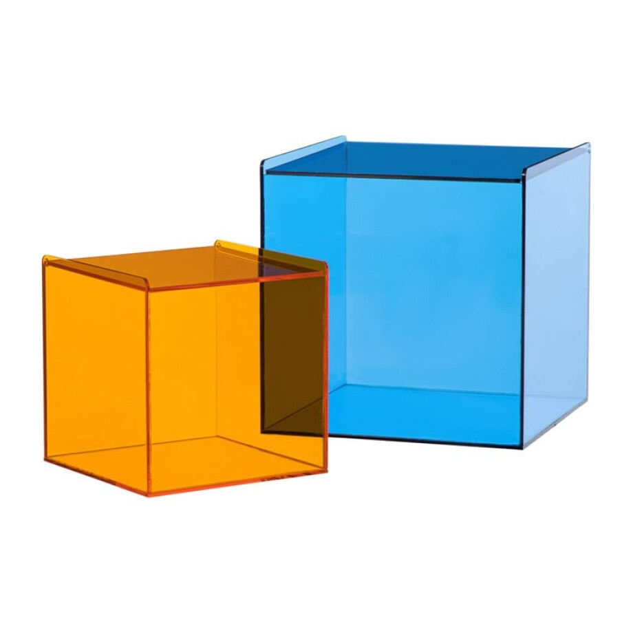 Decoratiebox acryl - oranje/blauw - set van 2 afbeelding 