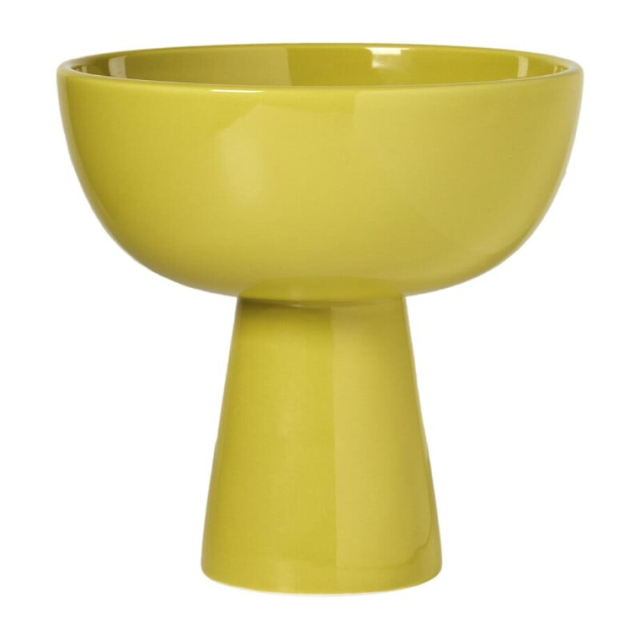 Decoratie schaal op voet - geel - ø20.3x20.3 cm afbeelding 