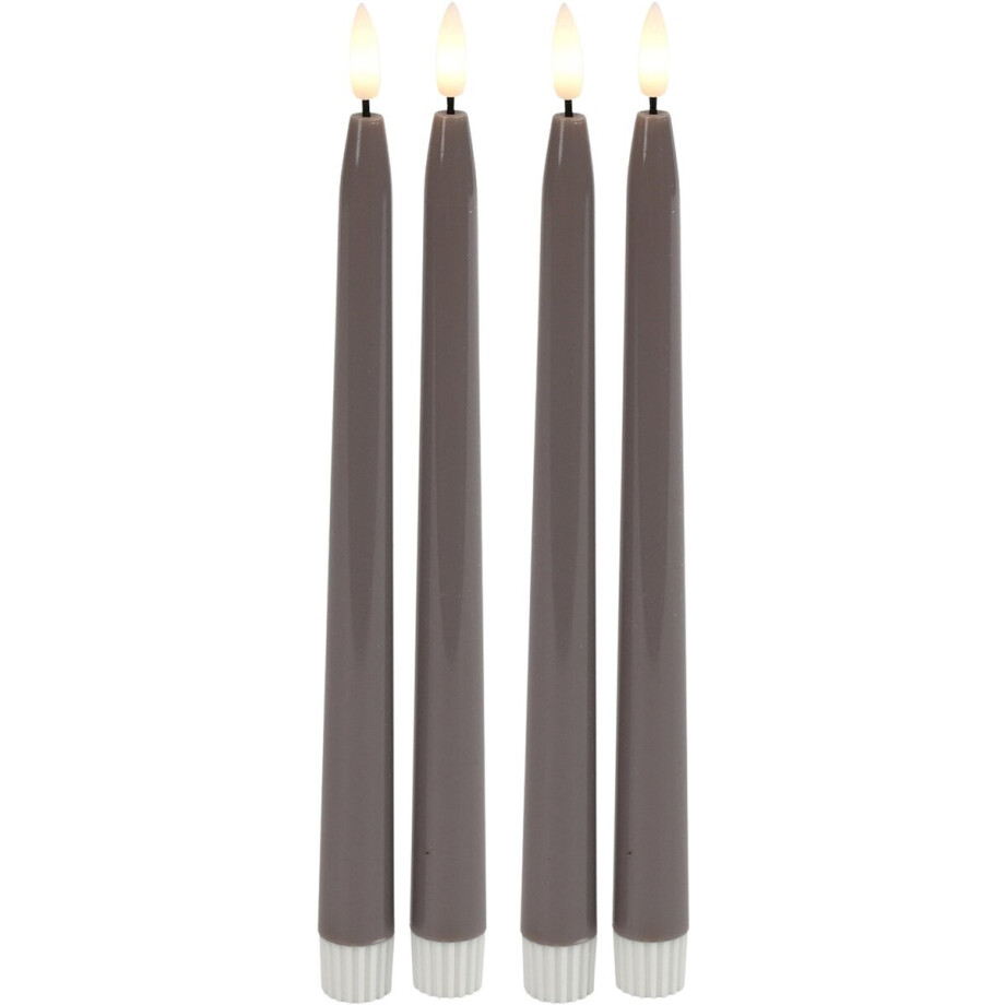 Countryfield LED dinerkaarsen - 4x st - grijs - 28 cm - met afstandsbediening afbeelding 1