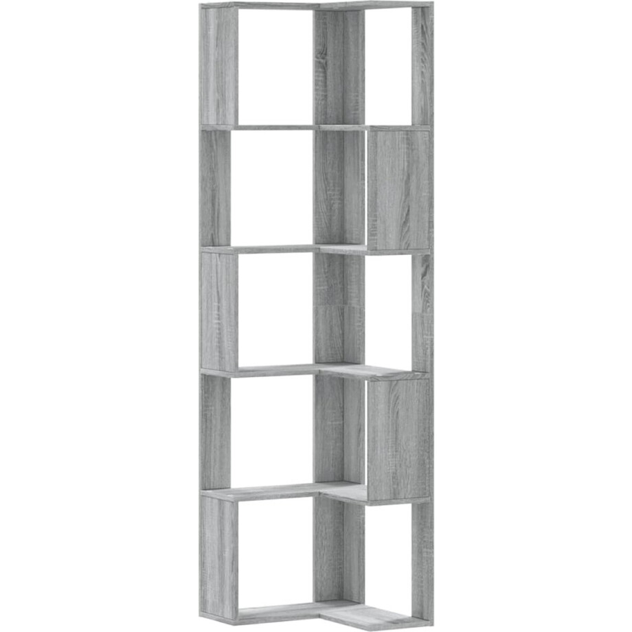 vidaXL - Boekenkast - 5-laags - hoek - 50x50x179 - cm - bewerkt - hout - grijs - sonoma afbeelding 1